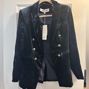 Veronica Beard navy Velvet gaya Blazer